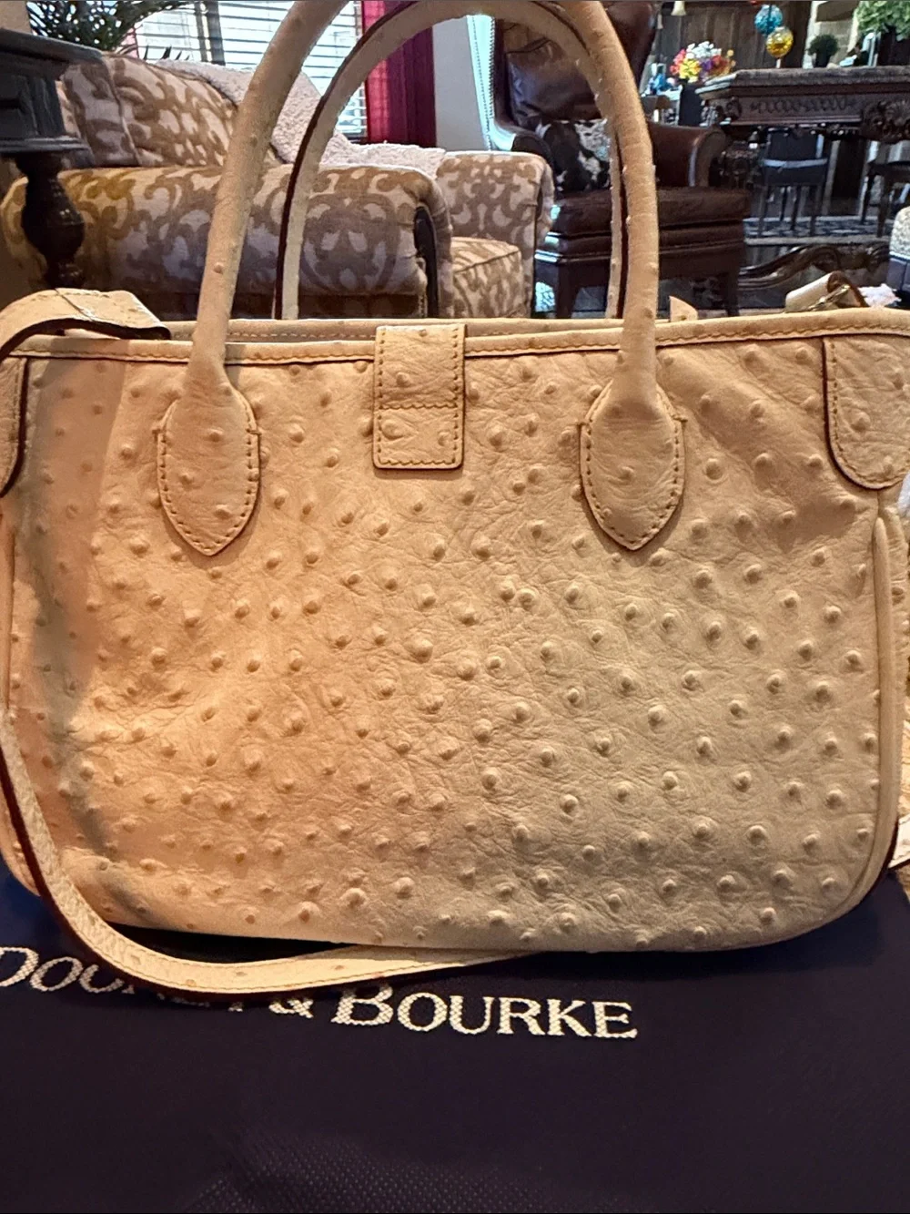 NWOT DOONEY & BOURKE Elegant Ostrich Embossed Leather Handbag-Polished Hardware!